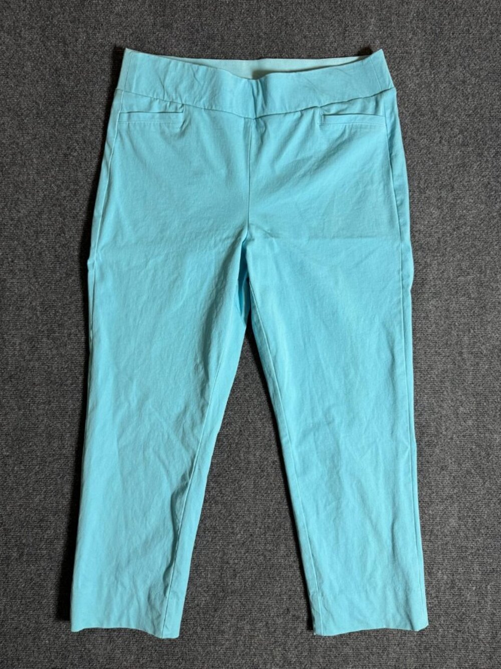 Soft Surroundings Aqua Blue Solid Cropped Pull-on Capri Pants Women's Large